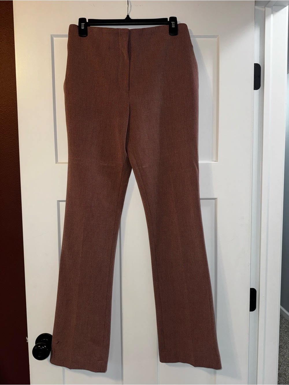 Classic High-Waist Flare Pants in Dusty Pink/Brown
